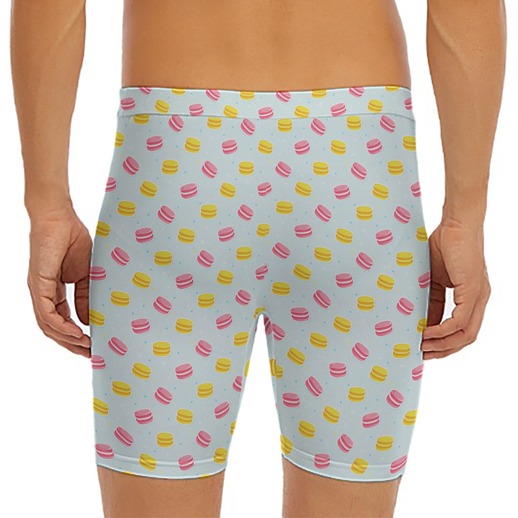 Pink And Yellow Macaron Pattern Print Men's Long Boxer Briefs