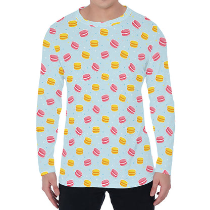 Pink And Yellow Macaron Pattern Print Men's Long Sleeve T-Shirt