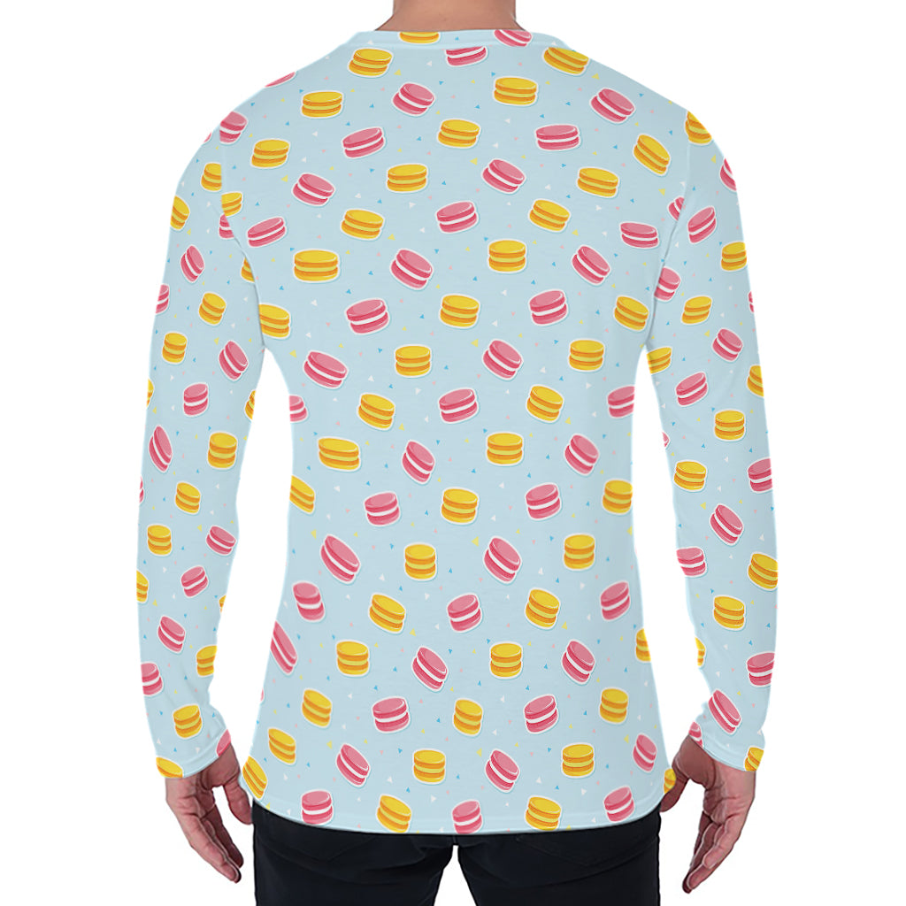 Pink And Yellow Macaron Pattern Print Men's Long Sleeve T-Shirt