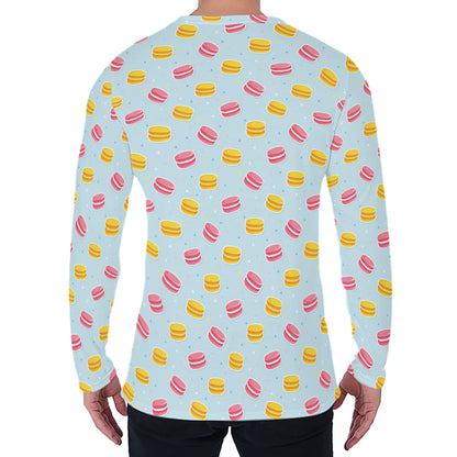 Pink And Yellow Macaron Pattern Print Men's Long Sleeve T-Shirt