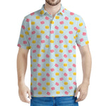 Pink And Yellow Macaron Pattern Print Men's Polo Shirt