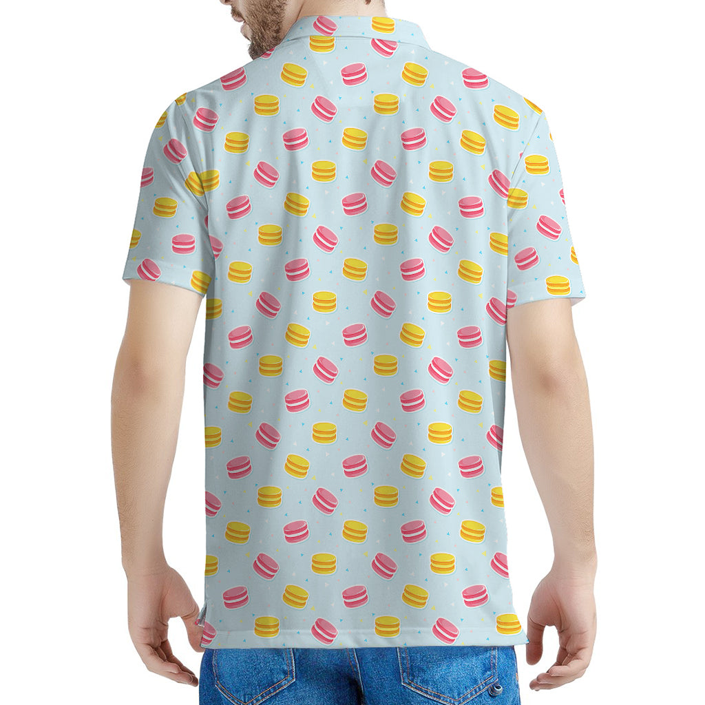 Pink And Yellow Macaron Pattern Print Men's Polo Shirt