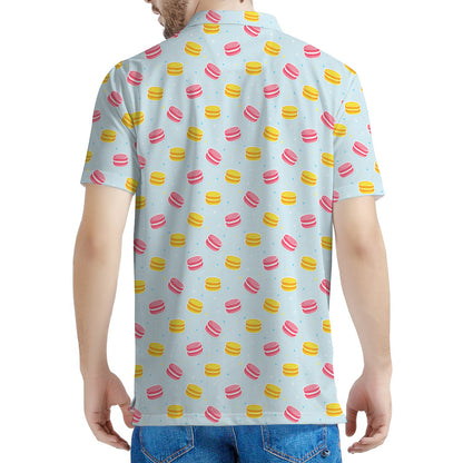 Pink And Yellow Macaron Pattern Print Men's Polo Shirt
