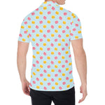 Pink And Yellow Macaron Pattern Print Men's Shirt