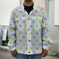 Pink And Yellow Macaron Pattern Print Men's Shirt Jacket
