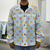 Pink And Yellow Macaron Pattern Print Men's Shirt Jacket