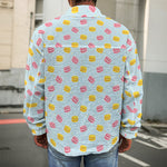 Pink And Yellow Macaron Pattern Print Men's Shirt Jacket