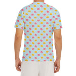Pink And Yellow Macaron Pattern Print Men's Short Sleeve Rash Guard