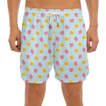 Pink And Yellow Macaron Pattern Print Men's Split Running Shorts