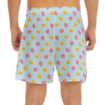 Pink And Yellow Macaron Pattern Print Men's Split Running Shorts