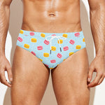 Pink And Yellow Macaron Pattern Print Men's Swim Briefs