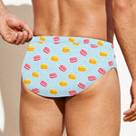 Pink And Yellow Macaron Pattern Print Men's Swim Briefs