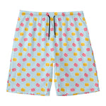 Pink And Yellow Macaron Pattern Print Men's Swim Trunks