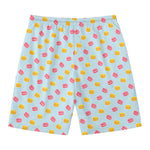 Pink And Yellow Macaron Pattern Print Men's Swim Trunks