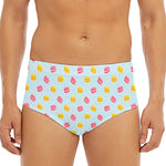 Pink And Yellow Macaron Pattern Print Men's Triangle Swim Briefs
