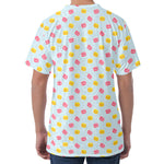 Pink And Yellow Macaron Pattern Print Men's Velvet T-Shirt