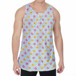 Pink And Yellow Macaron Pattern Print Men's Velvet Tank Top
