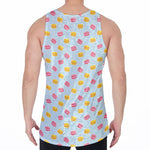 Pink And Yellow Macaron Pattern Print Men's Velvet Tank Top