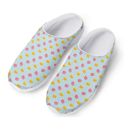 Pink And Yellow Macaron Pattern Print Mesh Casual Shoes