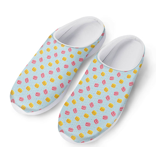 Pink And Yellow Macaron Pattern Print Mesh Casual Shoes