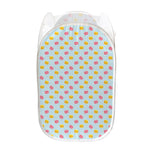 Pink And Yellow Macaron Pattern Print Mesh Laundry Hamper