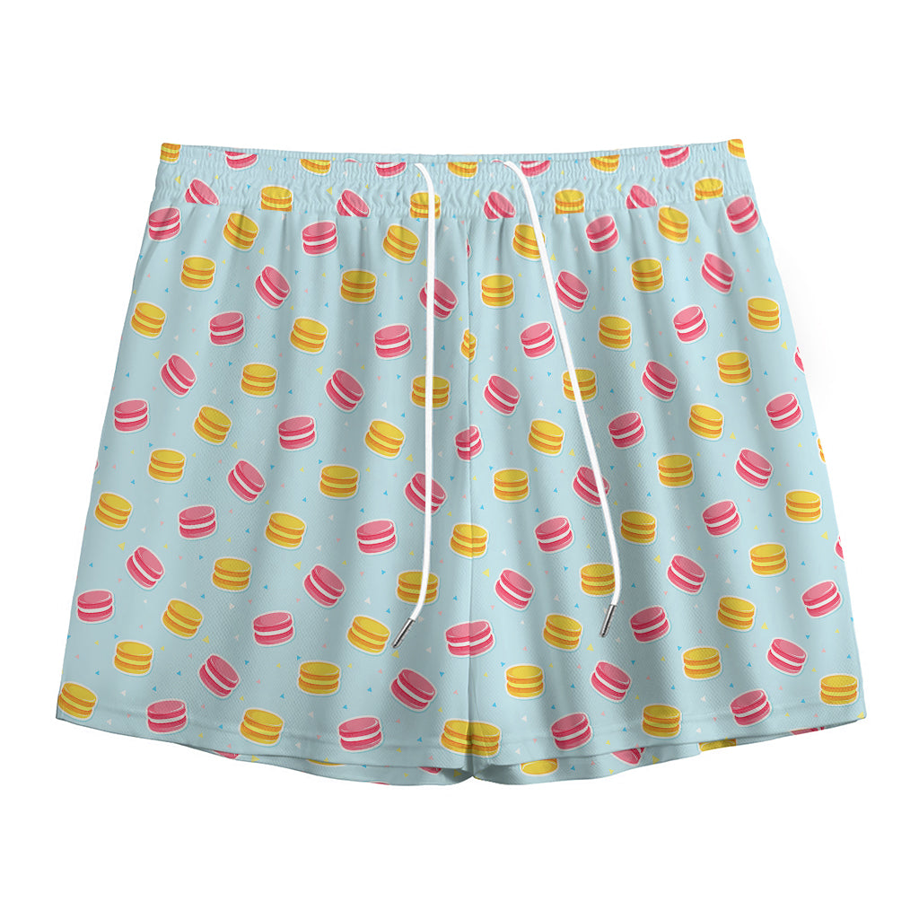 Pink And Yellow Macaron Pattern Print Mesh Shorts