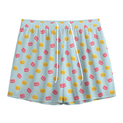 Pink And Yellow Macaron Pattern Print Mesh Shorts
