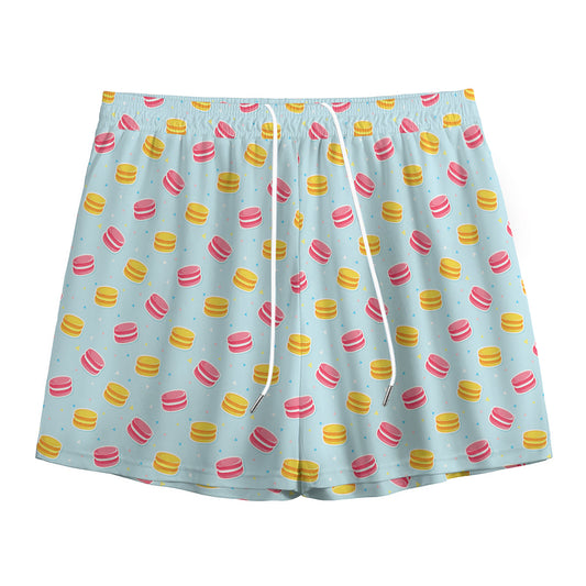 Pink And Yellow Macaron Pattern Print Mesh Shorts