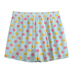 Pink And Yellow Macaron Pattern Print Mesh Shorts