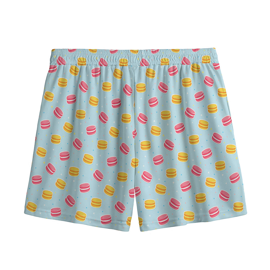 Pink And Yellow Macaron Pattern Print Mesh Shorts