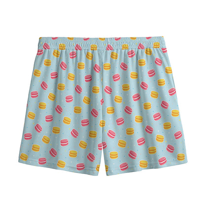 Pink And Yellow Macaron Pattern Print Mesh Shorts