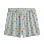 Pink And Yellow Macaron Pattern Print Mesh Shorts