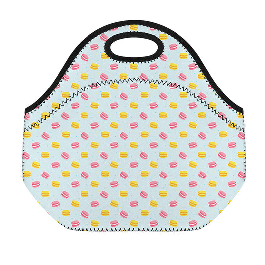 Pink And Yellow Macaron Pattern Print Neoprene Lunch Bag