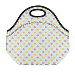 Pink And Yellow Macaron Pattern Print Neoprene Lunch Bag