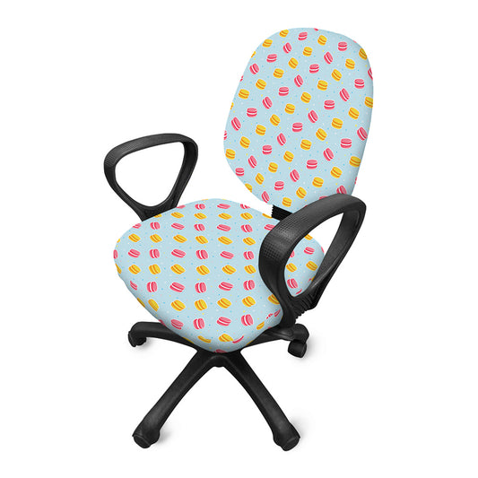 Pink And Yellow Macaron Pattern Print Office Chair Cover