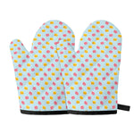 Pink And Yellow Macaron Pattern Print Oven Mitts
