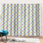 Pink And Yellow Macaron Pattern Print Pencil Pleat Curtains