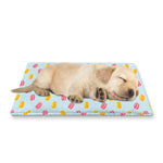 Pink And Yellow Macaron Pattern Print Pet Cooling Mat Cover