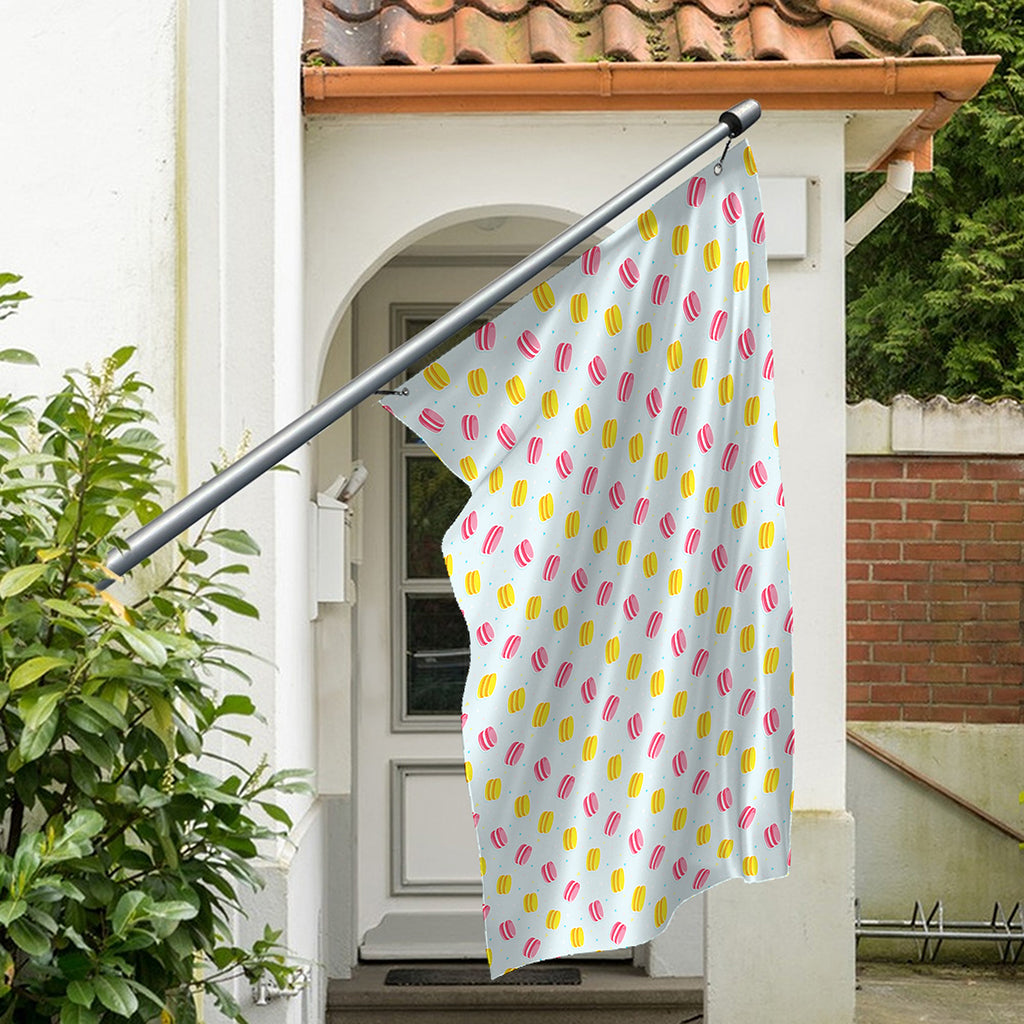Pink And Yellow Macaron Pattern Print Polyester Flag