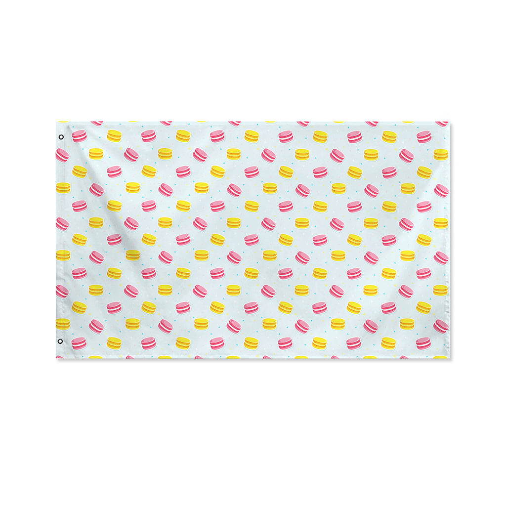 Pink And Yellow Macaron Pattern Print Polyester Flag