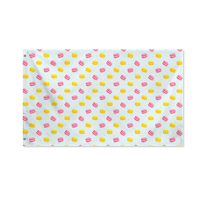 Pink And Yellow Macaron Pattern Print Polyester Flag