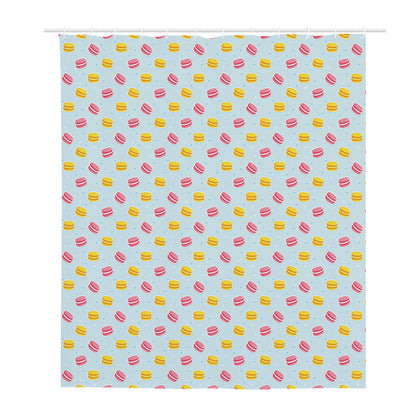 Pink And Yellow Macaron Pattern Print Polyester Shower Curtain
