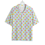 Pink And Yellow Macaron Pattern Print Rayon Hawaiian Shirt