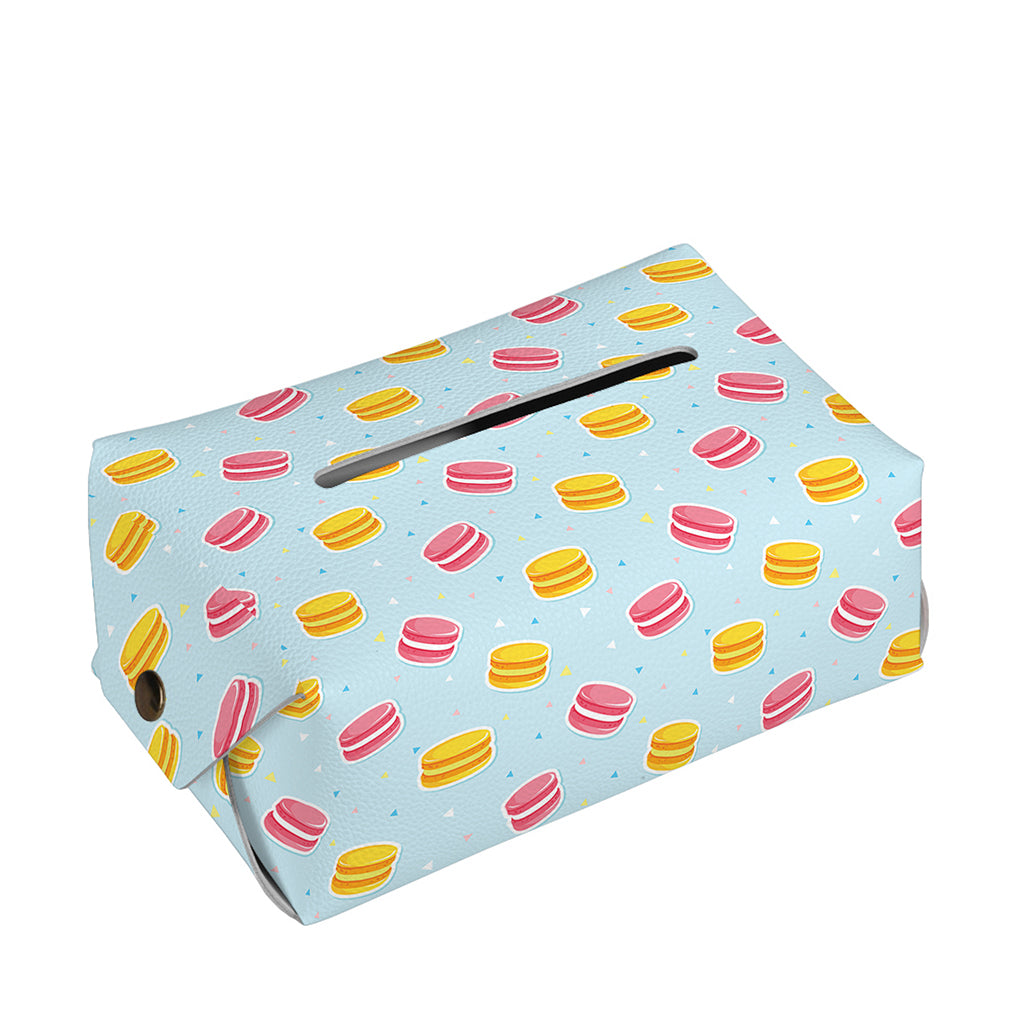 Pink And Yellow Macaron Pattern Print Rectangle Tissue Box Cover