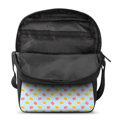Pink And Yellow Macaron Pattern Print Rectangular Crossbody Bag