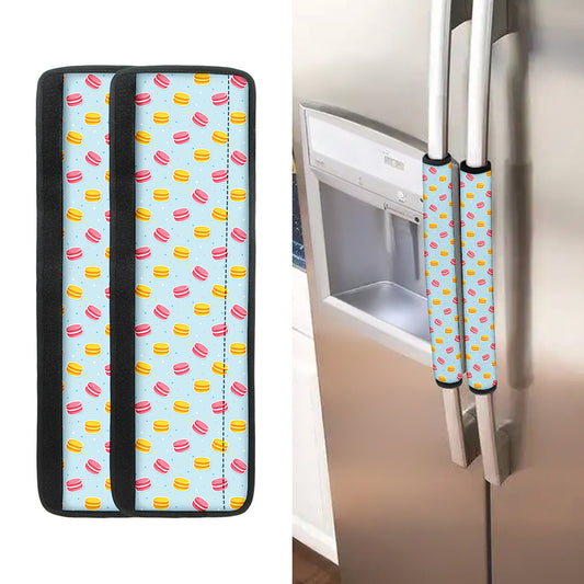 Pink And Yellow Macaron Pattern Print Refrigerator Handle Covers