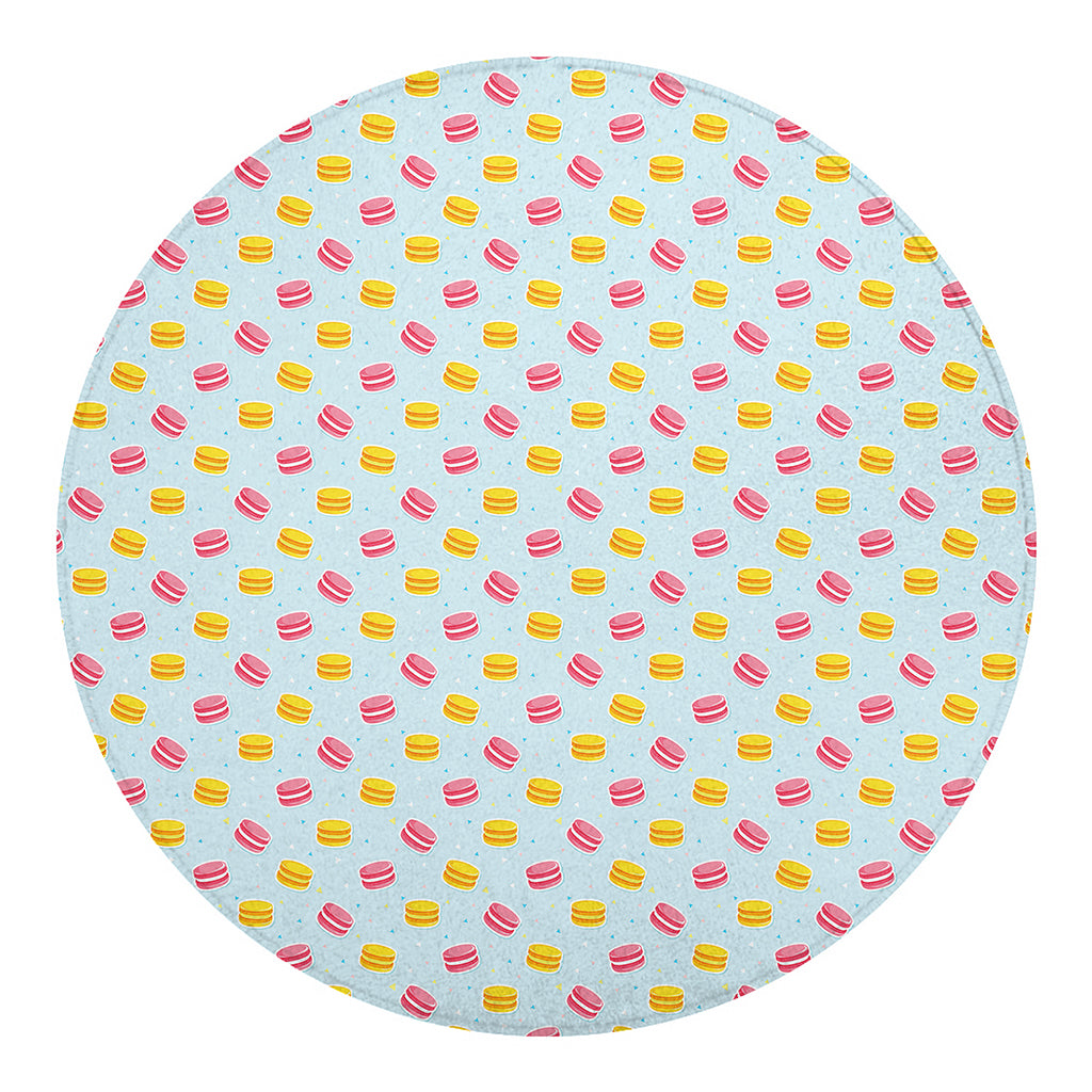 Pink And Yellow Macaron Pattern Print Round Blanket