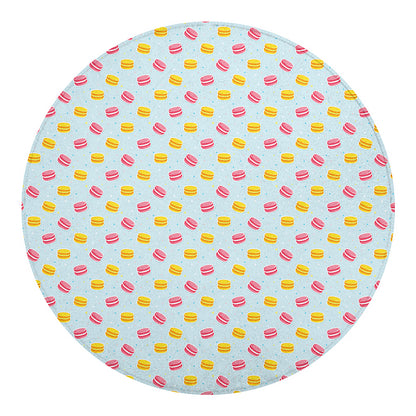 Pink And Yellow Macaron Pattern Print Round Blanket
