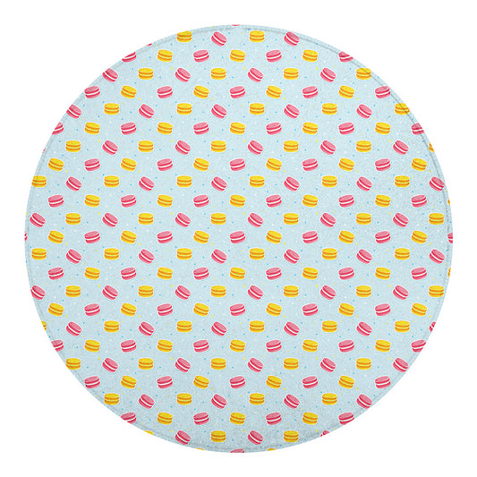 Pink And Yellow Macaron Pattern Print Round Blanket