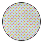 Pink And Yellow Macaron Pattern Print Round Floor Mat